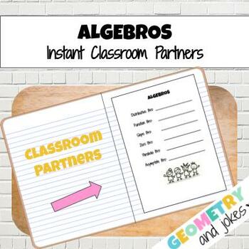 Preview of Classroom Management Algebra Partner Pairs