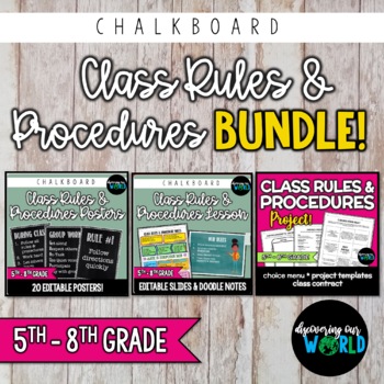 Preview of Classroom Management BUNDLE | Posters, Slides & Project | Chalkboard