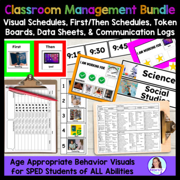 Preview of Classroom Management Bundle- Visual Schedules, Token Boards, Data Sheets, Logs