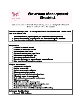 Classroom Management Checklist by Mixing Behaviors | TPT