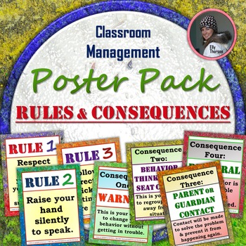 Preview of Classroom Management Class Rules and Consequences Poster Bundle V1