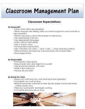 CLASSROOM MANAGEMENT: Classroom Management Plan by Literary Sherri