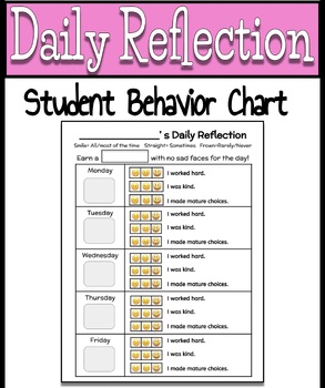 Preview of Classroom Management Daily Reflection - Student Behavior Chart