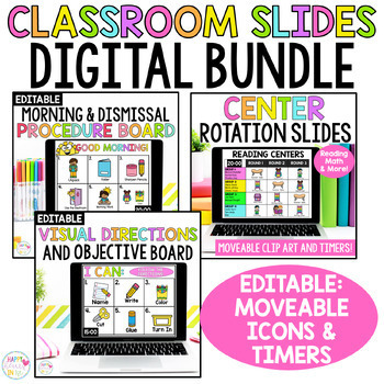 Preview of Classroom Management Slides Digital Bundle Class Slides for Daily Routines