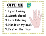 Classroom Management ~ "Give Me 5" Poster