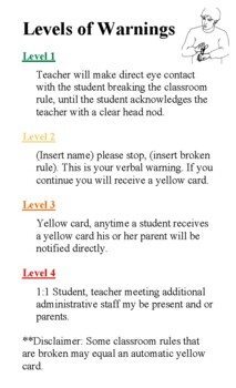 Preview of Classroom Management-Levels of Warning
