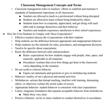 Preview of Classroom Management Notes