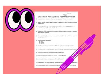 Preview of Classroom Management Observation Form