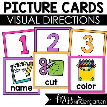 Preview of Classroom Management Picture Directions Following Visual Cue Cards
