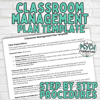 Preview of Classroom Management Plan Template Teacher SPED Token Economy PBIS