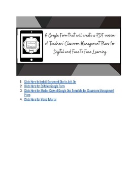 Preview of Classroom Management Plans Digital & Face to Face