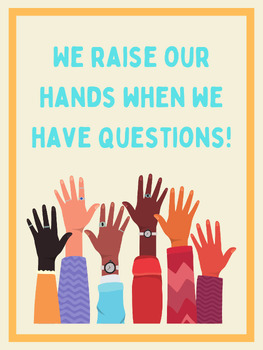 Preview of Classroom Management Poster, "We Raise Our Hands"