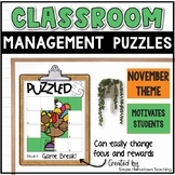 Classroom Management Puzzles | November Incentive Chart