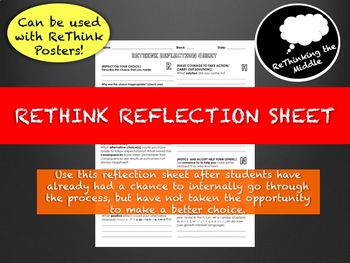 Preview of Classroom Management- ReThink Reflection Sheet