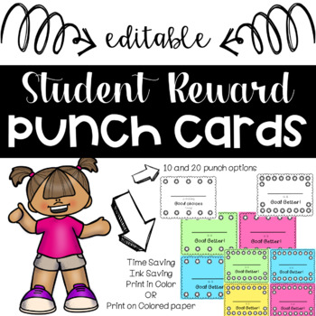 Classroom Management Reward System Punch CARDS - EDITABLE