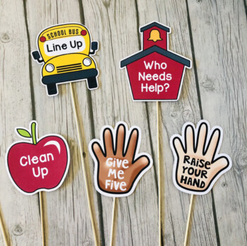 Classroom Management Signs (Hand-held signs for sticks) | TpT