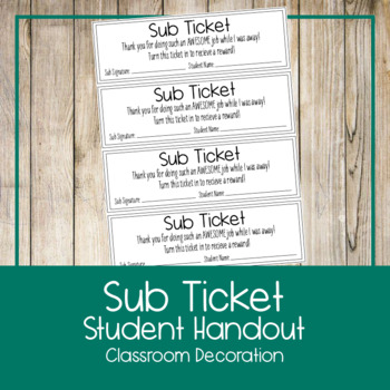 Preview of Classroom Management Sub Pass Ticket