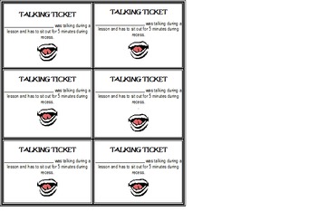 Preview of Classroom Management Talking Tickets