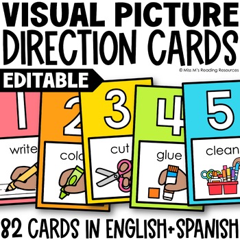 Preview of Classroom Management Visual Directions Cards for Visual Cue Cards Instructions