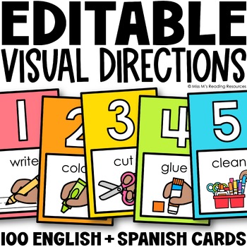 Preview of Classroom Management Visual Directions Cards for Visual Cue Cards Instructions