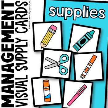 Preview of Classroom Management Visual Supply Cards Visual Direction Cards Visual Supplies
