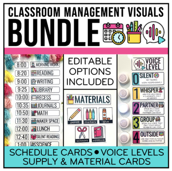 Preview of Classroom Management Visuals | Schedule Cards | Supply Cards | Voice Levels
