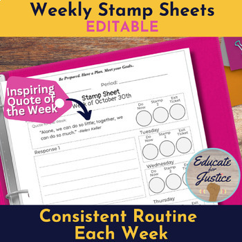 Classroom Management Weekly Routine: 5 Day Editable Incentive Tracker ...