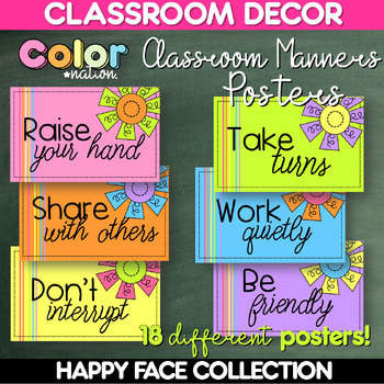 Classroom Manners | Back to school | Classroom Decor - Happy Face ...