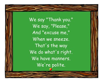 Classroom Manners Poem - Teaching Manners is important, too :) BaCk to