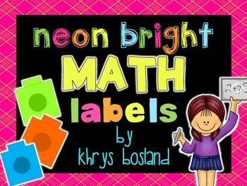 Preview of Classroom Math Manipulative Labels and Calendar Decor Only {Neon Bright}