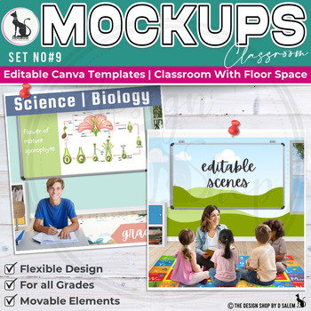 Preview of Classroom Mockup Canva Template with Movable Elements Floor Space Version| Set 9