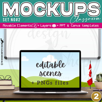 Preview of Classroom Mockup Scene Creator Movable Elements and Ready To Go Scenes Set 2