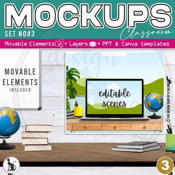 Preview of Classroom Mockup Scene Creator Movable Elements and Ready To Go Scenes Set 3