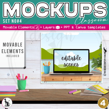 Preview of Classroom Mockup Scene Creator Movable Elements and Ready To Go Scenes Set 4