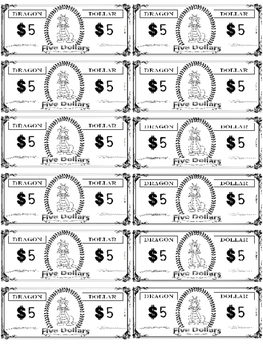 Classroom Money Currency Dragon Dollars by Katiebug's Creations | TpT