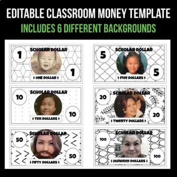 Preview of Classroom Money Template with Teacher Photo