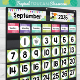 Classroom Monthly Pocket Calendar Set - Tropical Toucan Cl