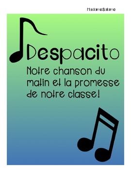 Preview of Classroom Morning Song-French Despacito!