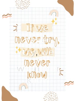 Preview of Classroom Motivational Poster "If we never try, we will never know"