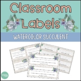 Classroom Name Tags and Labels - Watercolor Succulent