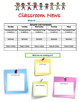 Preview of Classroom News Letter