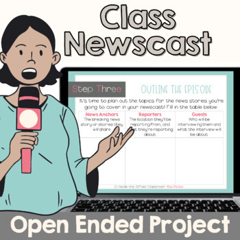 Preview of Classroom Newscast | Open-Ended Class News Show Project, No Prep Digital + Print