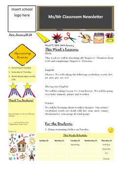 Preview of Classroom Newsletter Basic Template