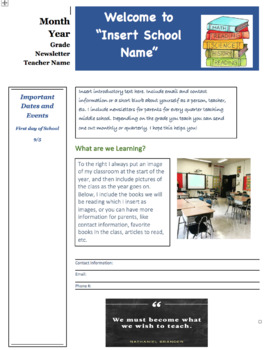 Preview of Classroom Newsletter EDITABLE