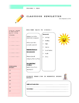 Preview of Classroom Newsletter - Editable!
