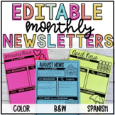 Classroom Newsletter Editable Templates English & Spanish