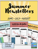 Classroom Newsletter Summer Templates, 3 | Bilingual | Wee