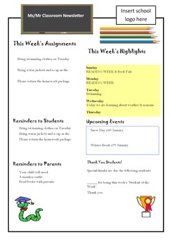 Preview of Classroom Newsletter Template