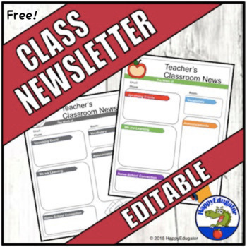 Preview of Classroom Newsletter Template Editable FREE