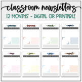Classroom Newsletter Template FULL YEAR, 12 months